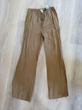 H&M Women’s Brown Drawstring Wide-Leg Pants